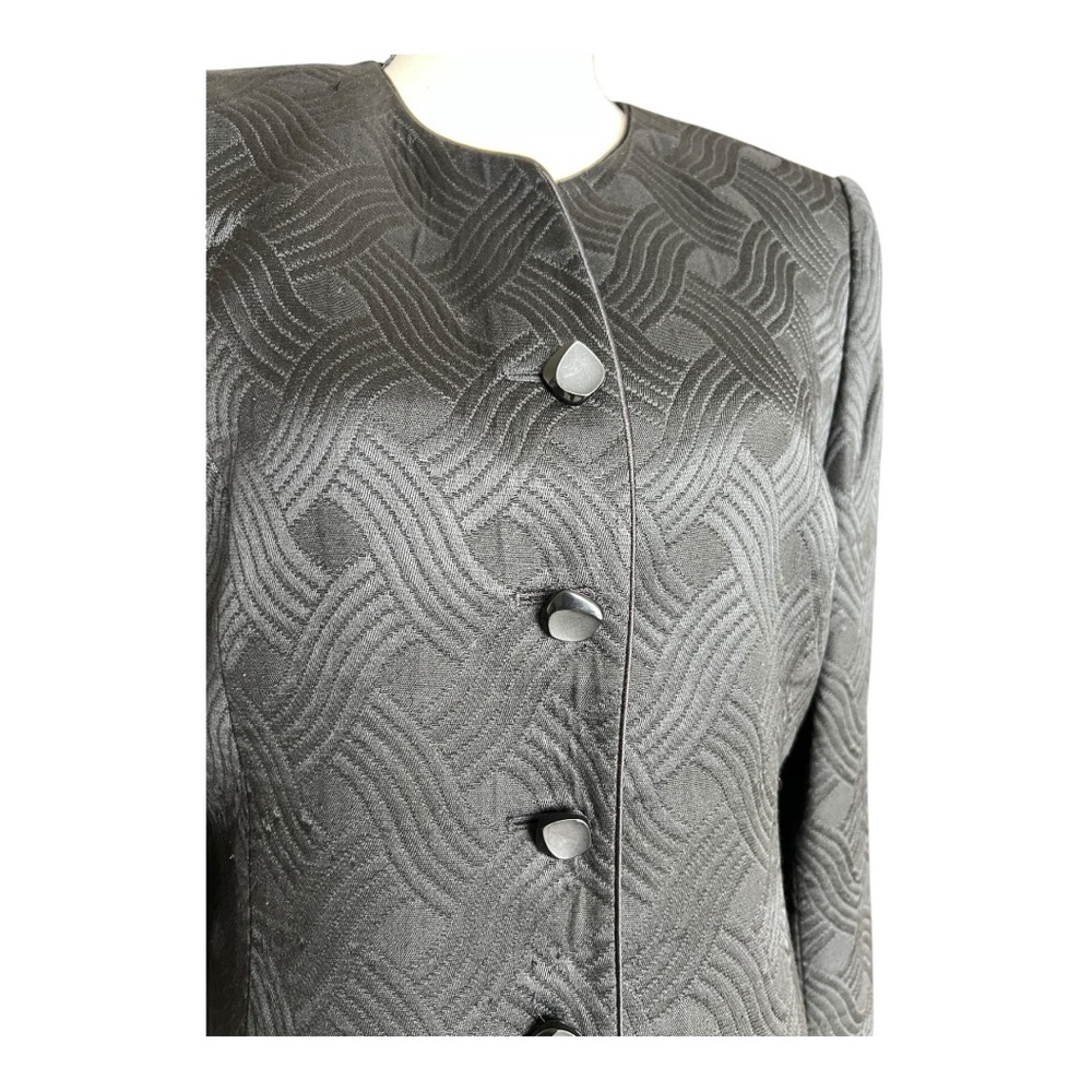 Kasper Black Blazer Tailored Cropped Jacket Size 12P - Picture 5 of 6